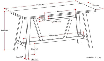 SIMPLIHOME Dylan SOLID WOOD Modern Industrial 60 inch Wide Home Office Desk, Writing Table, Workstation, Study Table Furniture in Driftwood - LeafyLoom