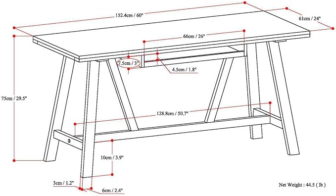 SIMPLIHOME Dylan SOLID WOOD Modern Industrial 60 inch Wide Home Office Desk, Writing Table, Workstation, Study Table Furniture in Driftwood - LeafyLoom