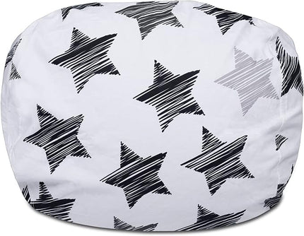 Posh Creations Structured Comfy Bean Bag Chair for Gaming, Reading, and Watching TV, 100in Round Classic Bean Bag, Canvas - Sketchy Stars - LeafyLoom