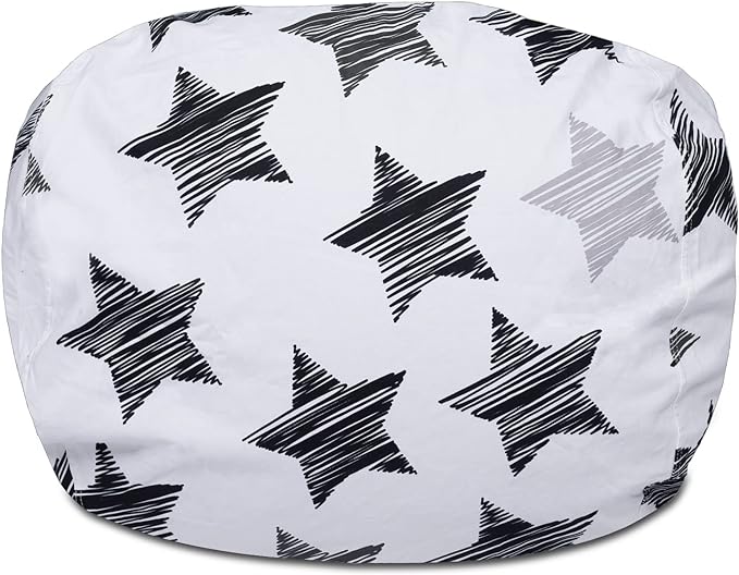 Posh Creations Structured Comfy Bean Bag Chair for Gaming, Reading, and Watching TV, 100in Round Classic Bean Bag, Canvas - Sketchy Stars - LeafyLoom