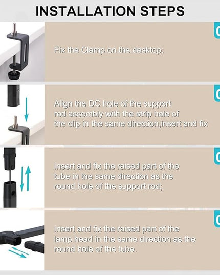 LED Desk Lamp for Home Office 24W Double Head Table Light with Clamp, Touch and Remote Control, 10 Lighting Modes Ultra Bright Desktop Lamp for Workbench Drafting Reading Study - LeafyLoom