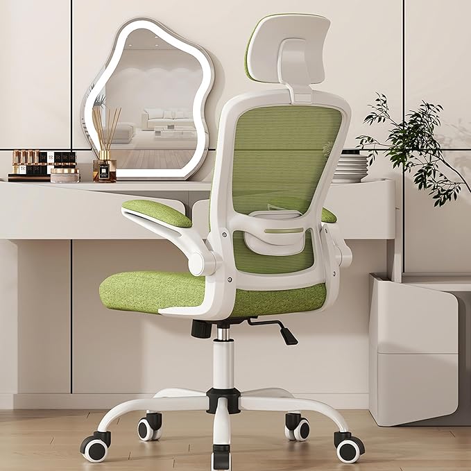 Mimoglad Office Chair, High Back Ergonomic Desk Chair with Adjustable Lumbar Support and Headrest, Swivel Task Chair with flip-up Armrests for Guitar Playing, 5 Years Warranty - LeafyLoom
