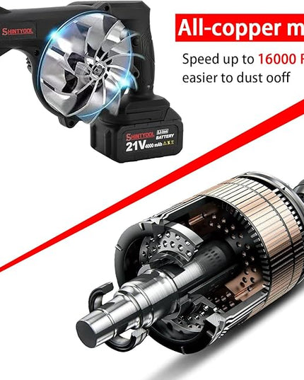 Mini Blower Black,2- in-1 Cordless Small Blower with 21v Lithium Battery,Compact Blower for Inflating,Blowing Leaf,Clearing Dust & Small Trash,Car,Computer Host,Hard to Clean Corner by SHINTYOOL - LeafyLoom