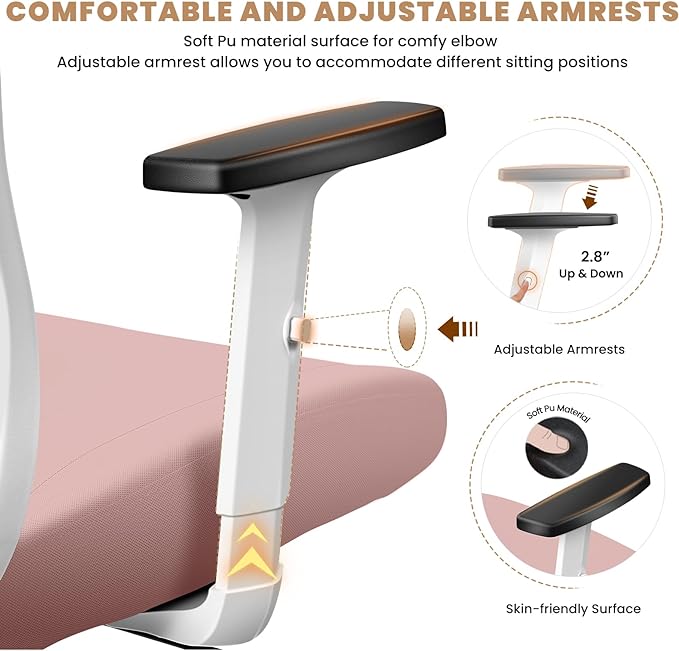 Office Chair Ergonomic Desk Chair with Adjustable Lumbar Support, Swivel Comfy Computer Chair Heavy Duty Executive Chair for Home Office - LeafyLoom