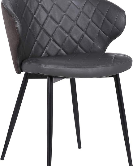 Armen Living Ava Contemporary Faux Leather Dining Room Kitchen Accent Chair, 30.5 Inch Height, Grey, Black - LeafyLoom