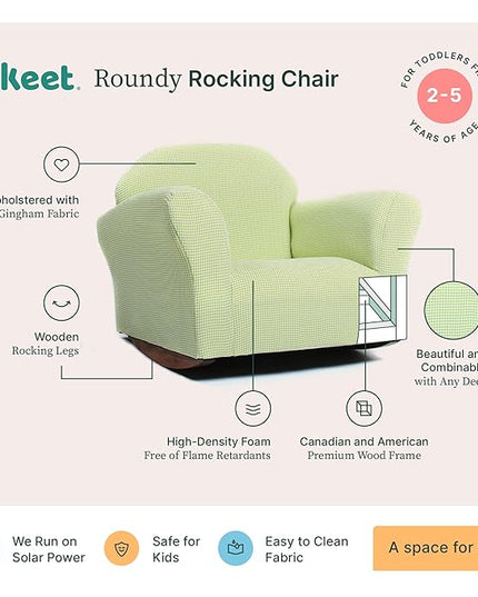 Keet Roundy Rocking Kid's Chair, Green Gingham - LeafyLoom