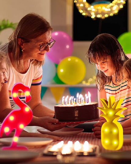 AceList Luau Party Decorations - Flamingos & Pineapple Lights - Tropical Hawaiian Themed Party Supplies - Birthday Decor for Wall, Table, & Centerpieces… - LeafyLoom