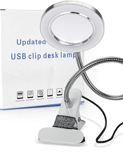 JimKing Magnifying Lamp, Tattoo Light Desk Lamp, LED Book Light with Clip, USB Bed Lamp for Reading, Tattoo, Make Up, Manicure - LeafyLoom