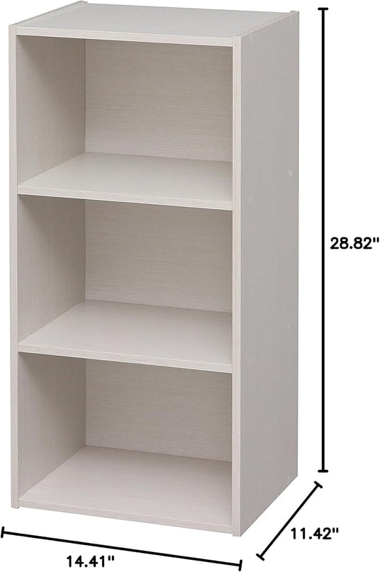 IRIS USA 3-Tier Modular Open Cubby Storage Shelf, Sturdy Storage Bookshelf Cabinet for Living Room Bedroom Guest Room Office Dorm Room Kids Room and Bathroom, White - LeafyLoom
