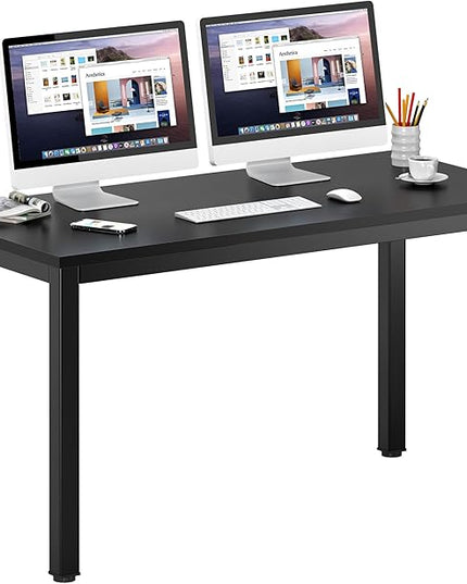 DlandHome 55 inches Large Computer Desk, Composite Wood Board, Decent and Steady Home Office Desk/Workstation/Table, BS1-140BB Black Walnut and Black Legs, 1 Pack - LeafyLoom