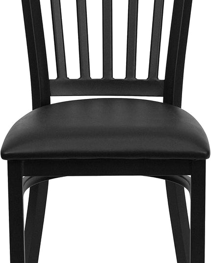 Flash Furniture Hercules Series Vertical Back Metal Restaurant Chairs, Upholstered Armless Dining Chairs for Restaurants/Kitchens, Set of 2, Black - LeafyLoom