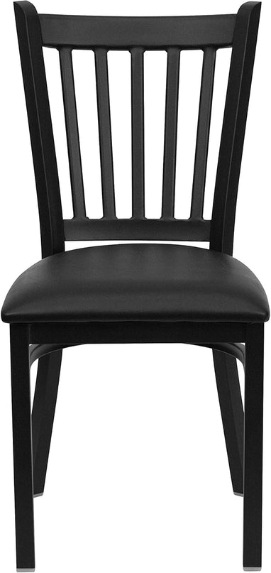 Flash Furniture Hercules Series Vertical Back Metal Restaurant Chairs, Upholstered Armless Dining Chairs for Restaurants/Kitchens, Set of 2, Black - LeafyLoom