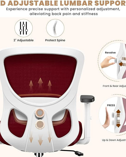 Office Chair Ergonomic Desk Chair with Adjustable Lumbar Support, Swivel Comfy Computer Chair Heavy Duty Executive Chair for Home Office - LeafyLoom