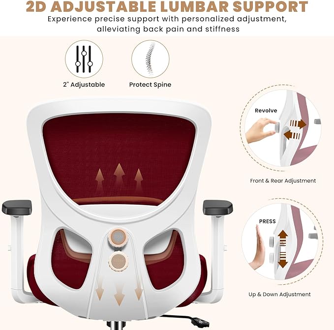 Office Chair Ergonomic Desk Chair with Adjustable Lumbar Support, Swivel Comfy Computer Chair Heavy Duty Executive Chair for Home Office - LeafyLoom