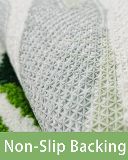 Leaf Kids Rug Green Bathroom Runner Rug Small Cute Bath Mat Nursery Boho Area Rug Non Slip Long Carpet for Bedroom Children Room Kitchen Monstera Plant Home Decor 20x47 inch - LeafyLoom