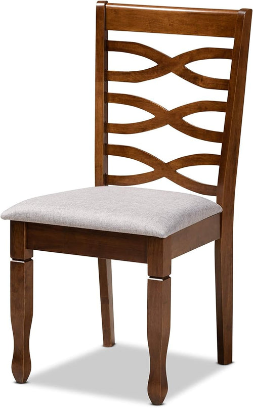 Baxton Studio Mila Modern and Contemporary Grey Fabric Upholstered and Walnut Brown Finished Wood 5-Piece Dining Set - LeafyLoom