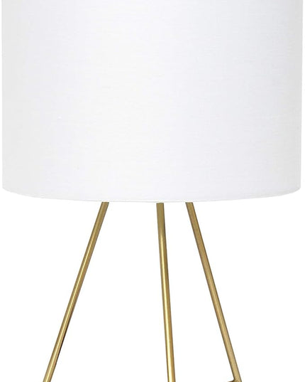 Simple Designs LT2066-GDW 13.5" Down to the Wire Metal Table Lamp with Fabric Shade, Gold with White Shade - LeafyLoom