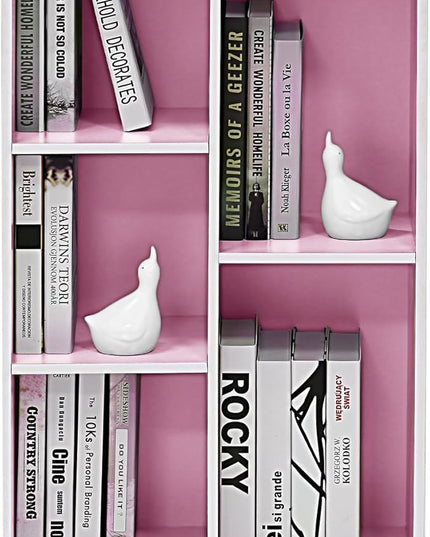 Furinno 5-Cube Reversible Open Shelf, White/Pink 11069WH/PI - LeafyLoom