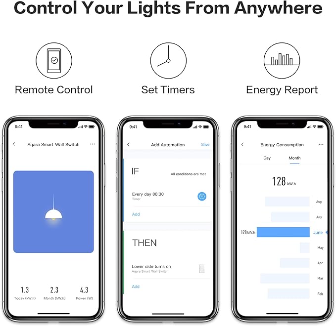 Aqara Smart Light Switch (with Neutral, Single Rocker), Requires AQARA HUB, Zigbee Switch, Remote Control and Set Timer for Home Automation, Compatible with Alexa, Apple HomeKit, Google Assistant Aqara