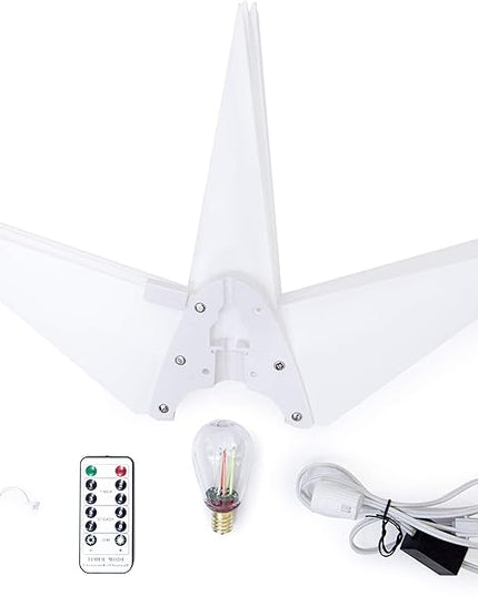 Elf Logic Large 18" Easy Assembly, Remote Controlled, Color Changing, Hanging LED Moravian Star Light. Use as Holiday Decoration, Porch Light, Advent Star, Wedding and Ballroom Venue Decor - LeafyLoom