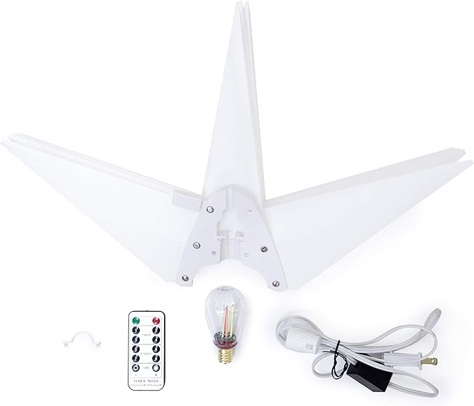 Elf Logic Large 18" Easy Assembly, Remote Controlled, Color Changing, Hanging LED Moravian Star Light. Use as Holiday Decoration, Porch Light, Advent Star, Wedding and Ballroom Venue Decor - LeafyLoom
