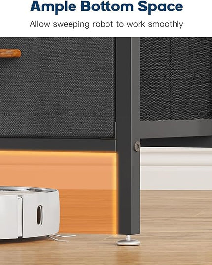 AODK Dresser with Charging Station, 52 Inches Tall Dresser for Bedroom with 9 Storage Drawers, Large Fabric Dressers for Living Room, Hallway, Dark Grey - LeafyLoom