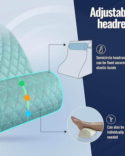 Bed Wedge Pillow, Reading Pillow Adult, Wedge pillow for Sleeping, Back Pillow for Sitting in Bed with Adjustable Roller, Foam Wedge Pillow for Neck, Lumbar, Back, Light Brown, Velvet - LeafyLoom