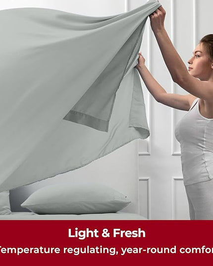 Mellanni Full Sheets Set - 4 PC Iconic Collection Bedding Sheets & Pillowcases - Hotel Luxury, Extra Soft, Cooling Bed Sheets - Deep Pocket up to 16 inch (Full, Spa Mint) - LeafyLoom