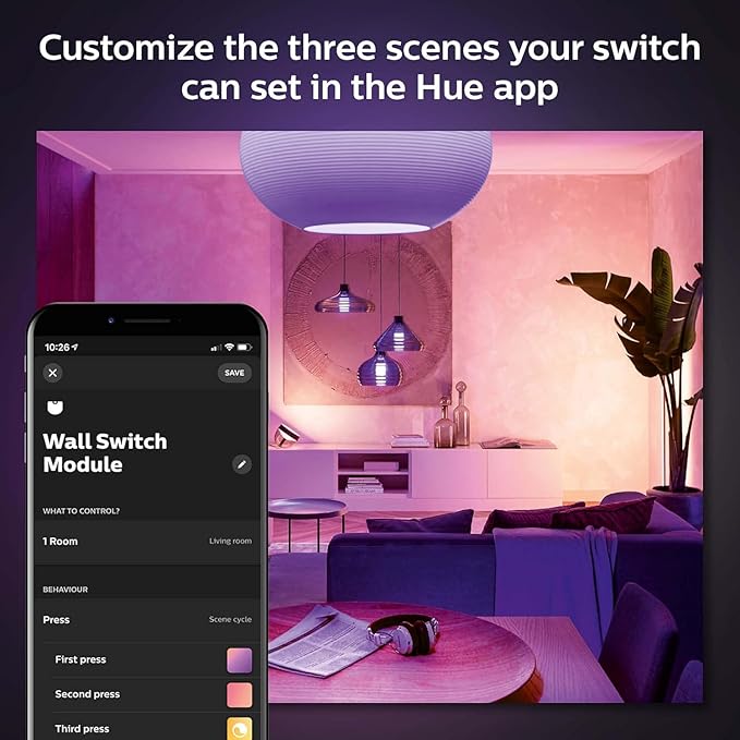 Philips Hue Wall Switch Module, White - 1 Pack - Indoor - Keeps Hue Smart Lights Reachable When Switch is Off - Requires Hue Lights and Hue Bridge PhilipsHue