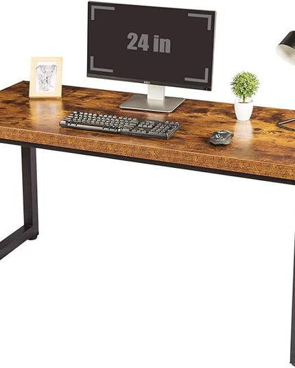 TOPSKY 59" Big Large Computer Office Desk 1.88" Thickness Desktop (Rustic Brown) - LeafyLoom