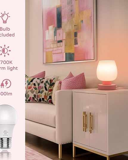 Touch Bedside Table Lamps Set of 2, Dimmable Small Nightstand Lamps for Bedroom, Modern Simple Design, Pink - LeafyLoom