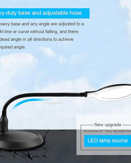 Magnifying Glass Lamp,5X Magnifier LED Light and Flexible Neck,Magnifying Lamp USB Powered,Perfect for Reading,Hobbies,Task Crafts or Workbench - LeafyLoom