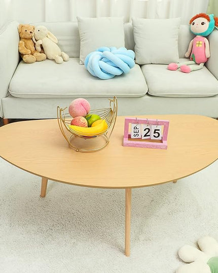 FIRMINANA Mid Century Modern Coffee Table,Large Oval Coffee Table for Living Room,Oval Small Mangotop Coffee Table for Small Spaces Nature Wood-47.3" W x23.63 D x 17.72" H - LeafyLoom