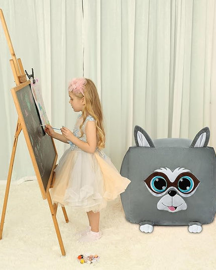 Cute Raccoon Toy Organizers and Storage for Kids Room Decor, Childrens Bean Bag Chairs, Extra Large Size, Velvet Super Soft Cover Only - LeafyLoom