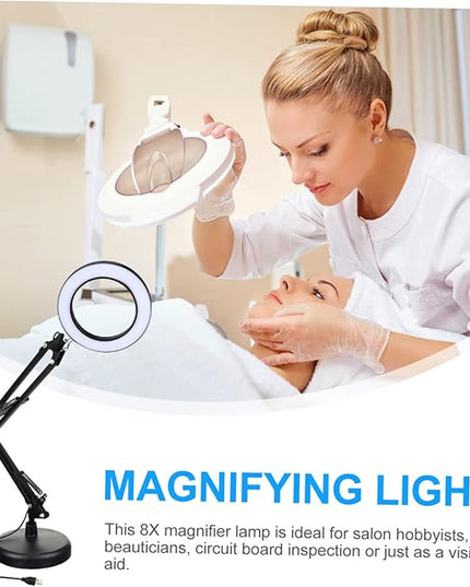 Holibanna 1 Set LED Magnifying Glass Light Portable Desk Facial Magnifying lamp Task Lights Desk LED Light Portable Office Desk Lamp with Magnifier Desktop Light Stand abs Work - LeafyLoom