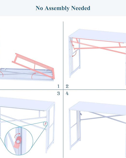 EMODA Folding Computer Desk 40 inch, No Assembly Needed Home Office Table Study Writing Gaming Desk, Mahogany - LeafyLoom