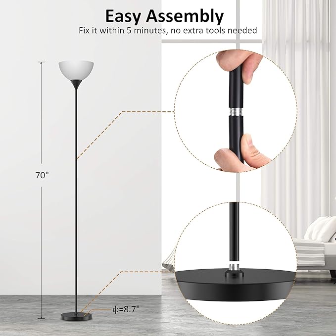 PESRAE Smart RGB Floor Lamp Work with Alexa, Google Assistant WiFi App, Modern Color Changing Floor Lamp, Dimmable Corner Floor Lamp for Living Room, Bedroom and Play Room (without Remote Control) - LeafyLoom