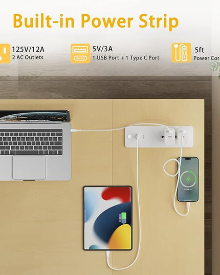 L Shaped Computer Desk with Power Outlets, 47 Inch Gaming Desk, Small Desk Corner Desk with Reversible Shelves, Study Desk Writing Desk for Home Office Bedroom, Work from Home, Beige - LeafyLoom