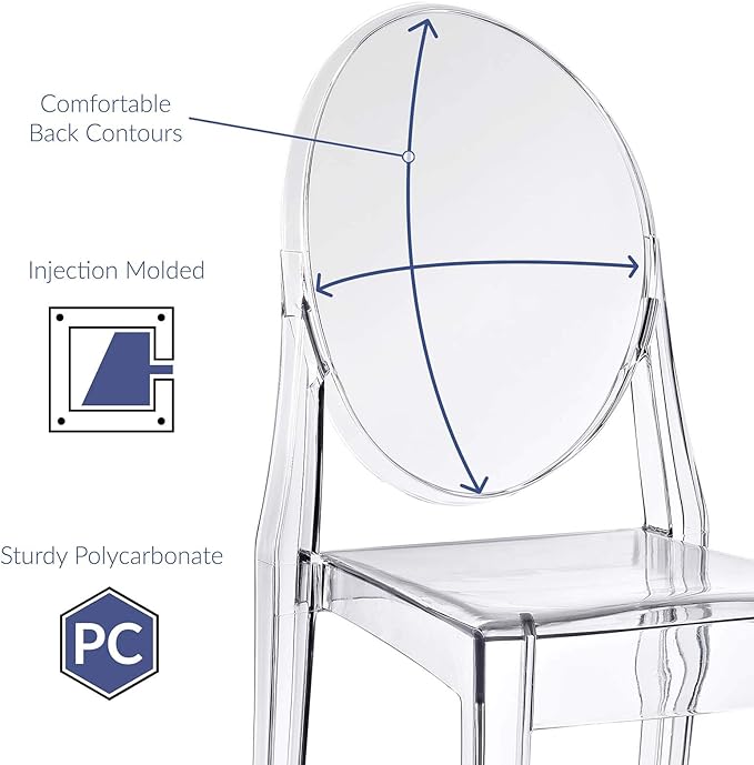 Modway Casper Modern Acrylic Stacking Kitchen and Dining Room Chair in Clear - Fully Assembled - LeafyLoom