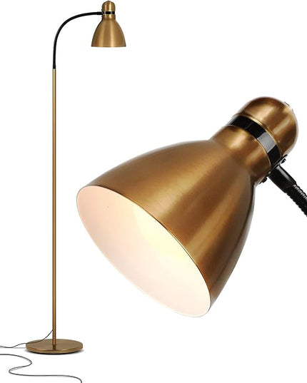 Brightech Avery Floor Lamp, Dimmable Standing Lamp With Sturdy Base, Floor Lamp for Over Chair Bedroom Reading, Modern LED Lamp for Living Rooms, Tall Lamp for Offices, Great Living Room Decor - Brass - LeafyLoom