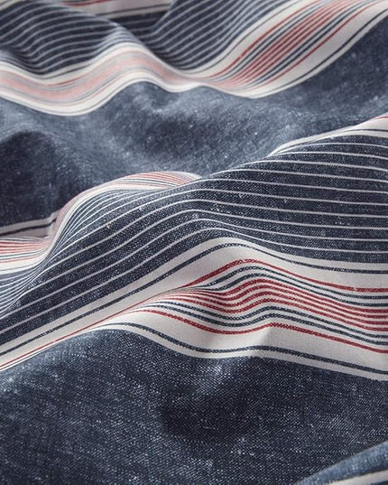 Comfort Spaces Bed in A Bag Comforter Set - College Dorm Room Essentials for Boys Men Bedding, Complete Dormitory Bedroom Pack And Sheet with 2 Side Pockets, Queen, Stripes Navy/Red - LeafyLoom