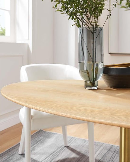 Modway Lippa Dining Table, 60", Gold Natural - LeafyLoom