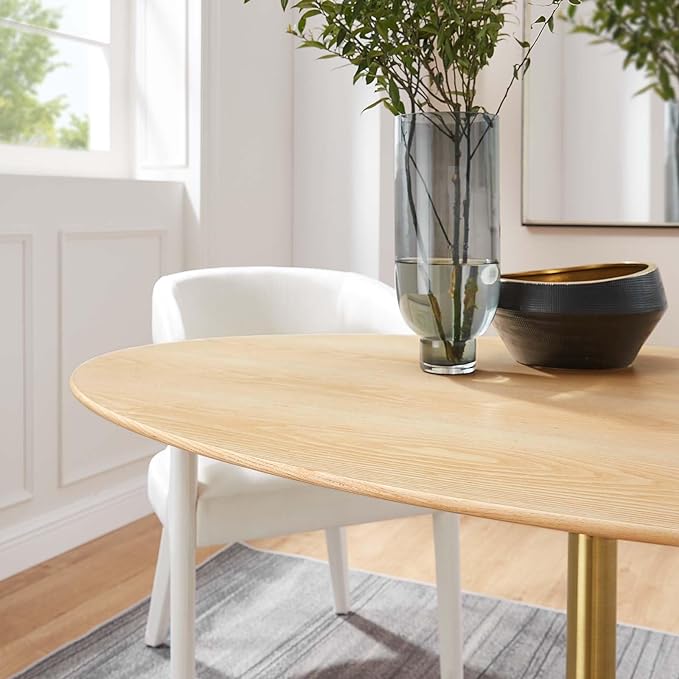 Modway Lippa Dining Table, 60", Gold Natural - LeafyLoom