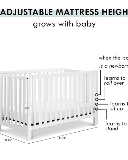 Carter's by DaVinci Colby 4-in-1 Low-Profile Convertible Crib in White, Greenguard Gold Certified - LeafyLoom
