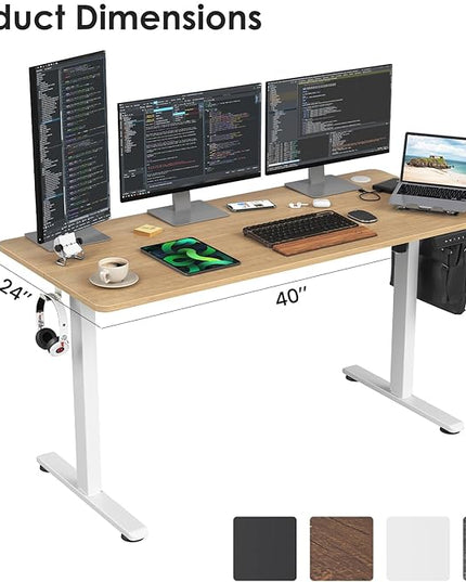STARY Electric Memory Preset 55 x 24 Inches Adjustable Height Computer Workstation Sit Stand Home Office Desk with Splice Board, 5524, Castin Oak Desktop/White Frame - LeafyLoom