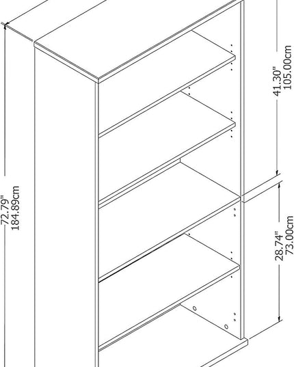 Bush Business Furniture Studio C 5 Shelf Bookcase, Platinum Gray - LeafyLoom