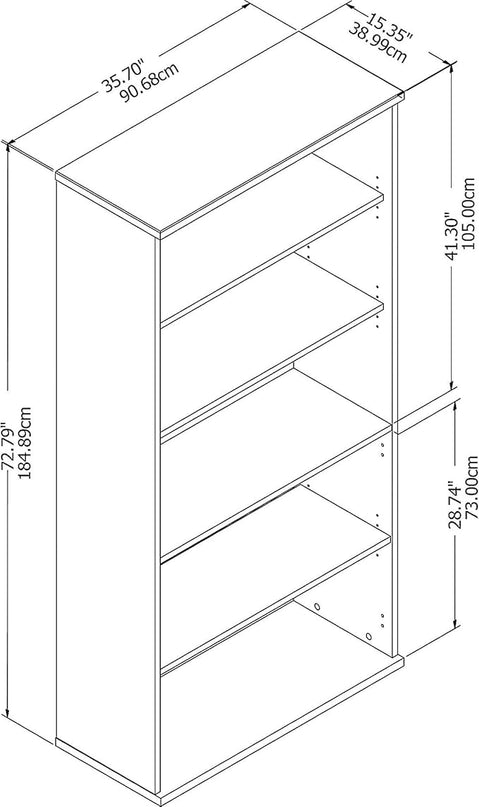 Bush Business Furniture Studio C 5 Shelf Bookcase, Platinum Gray - LeafyLoom