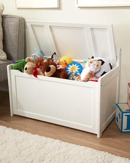 Melissa & Doug Wooden Toy Chest - White Furniture for Playroom - Kids Toy Box, Wooden Storage Organizer, Children's Furniture - LeafyLoom