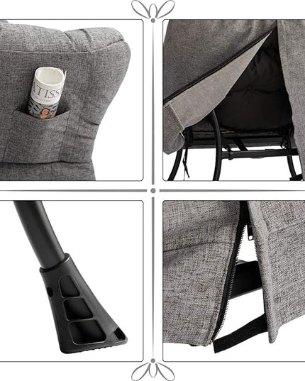 HollyHOME Modern Fabric Large Lazy Chair, Accent Oversized Comfy Reading Chair, Thick Padded Cozy Lounge Chair with Armrest, Steel Frame Leisure Sofa Chair for Living Room, Bedroom, Dorm, Stale Grey - LeafyLoom