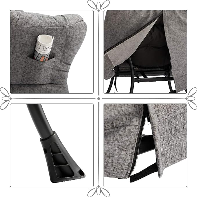 HollyHOME Modern Fabric Large Lazy Chair, Accent Oversized Comfy Reading Chair, Thick Padded Cozy Lounge Chair with Armrest, Steel Frame Leisure Sofa Chair for Living Room, Bedroom, Dorm, Stale Grey - LeafyLoom